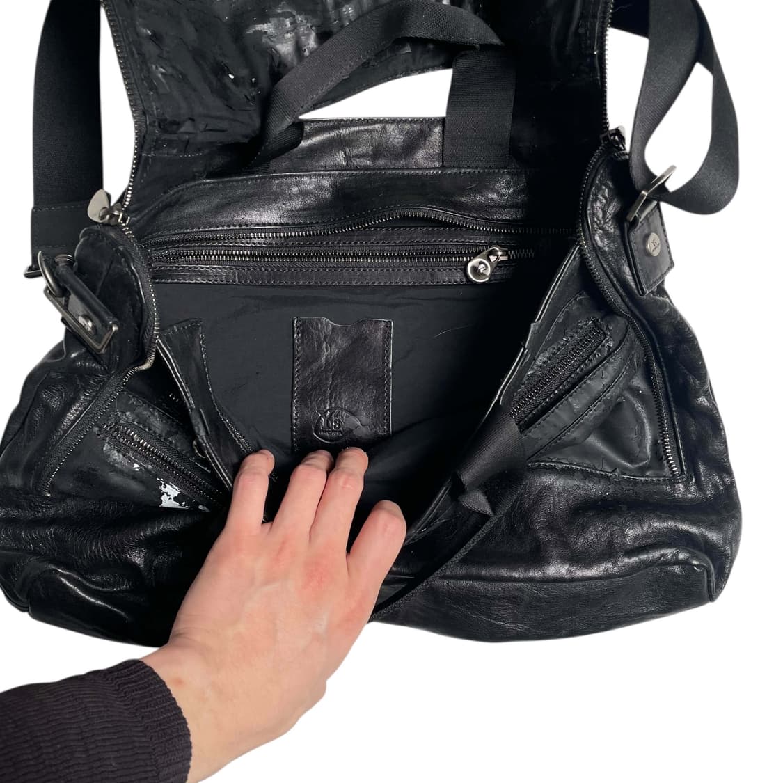 Y's 만다리나덕 맵 페인트 코팅 레더 백 상품이미지9