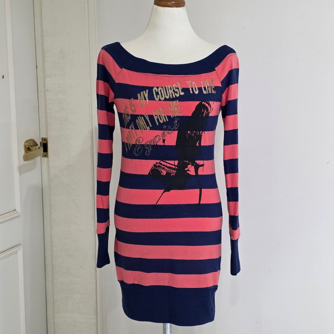 에고이스트 빈티지)오프숄더 오네갸루 y2k 90s 롱슬리브원피스 상품이미지3