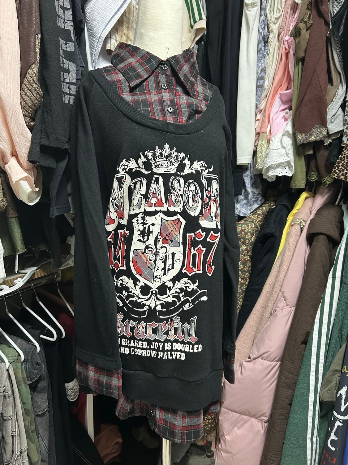 펑크 셔츠레이어드 롱슬리브 상품이미지1