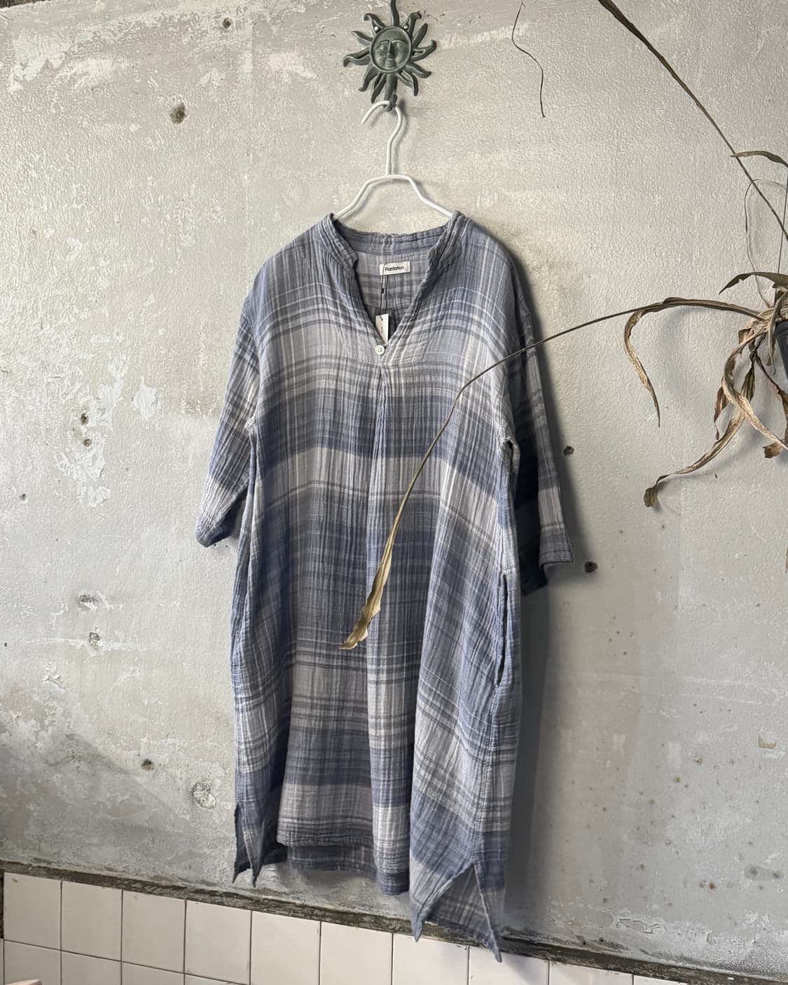 44-55 ) Plantation Crinkled Check Dress 상품이미지1
