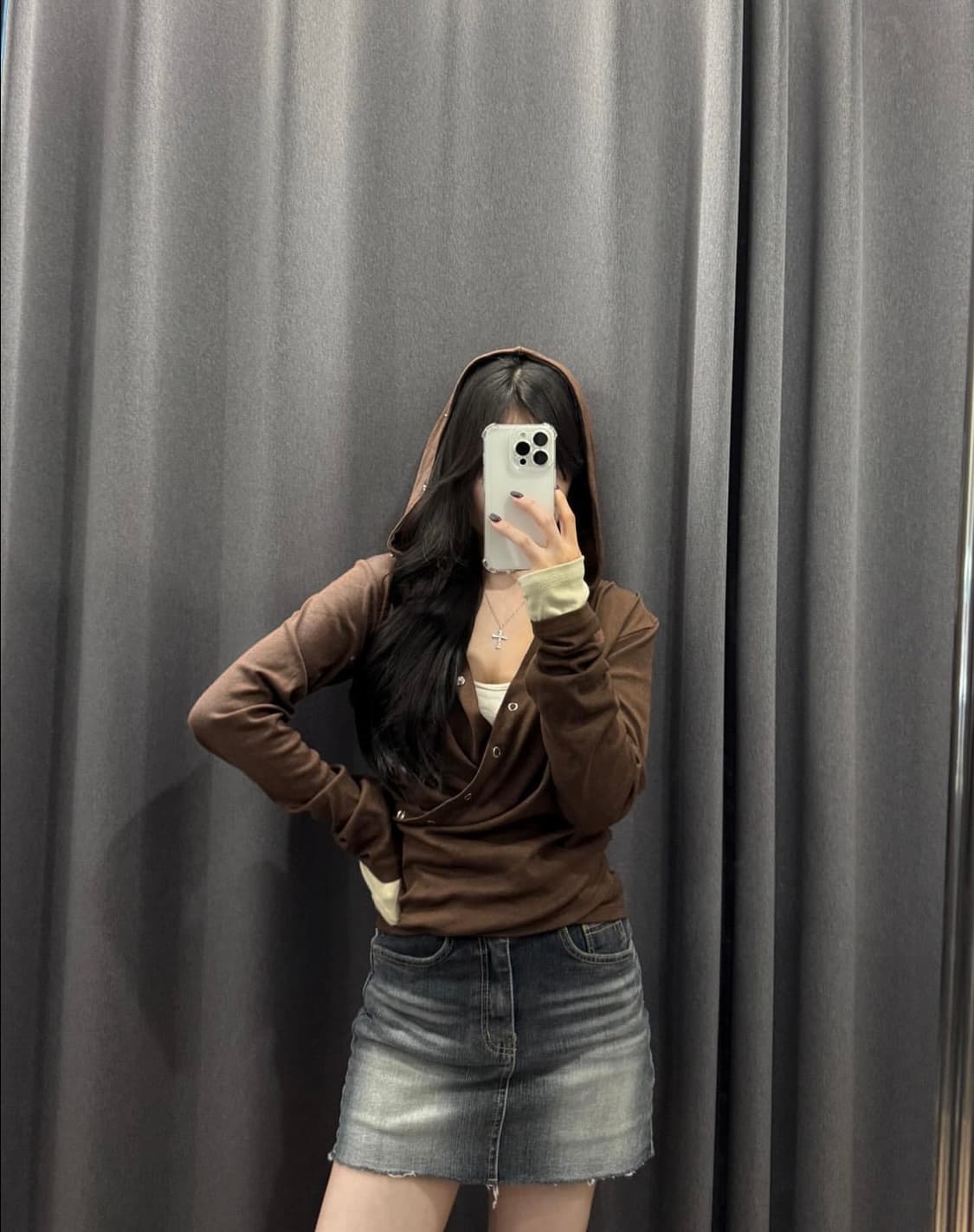 브라운 랩 후드 티 상품이미지3