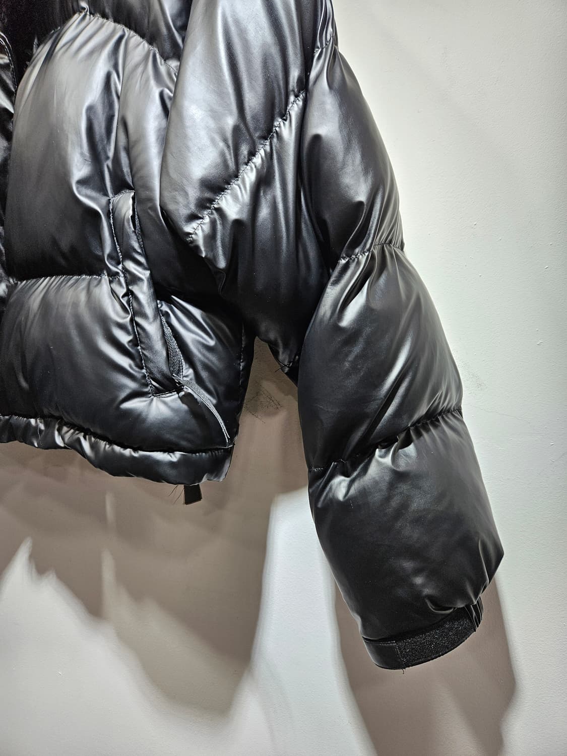 블랙 무광 크롭 숏패딩 Free (모자 없음) 상품이미지5