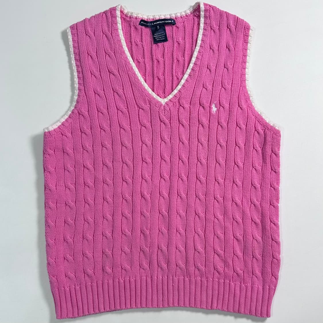 로렌 랄프로렌 핑크 케이블 니트 조끼  상품이미지1