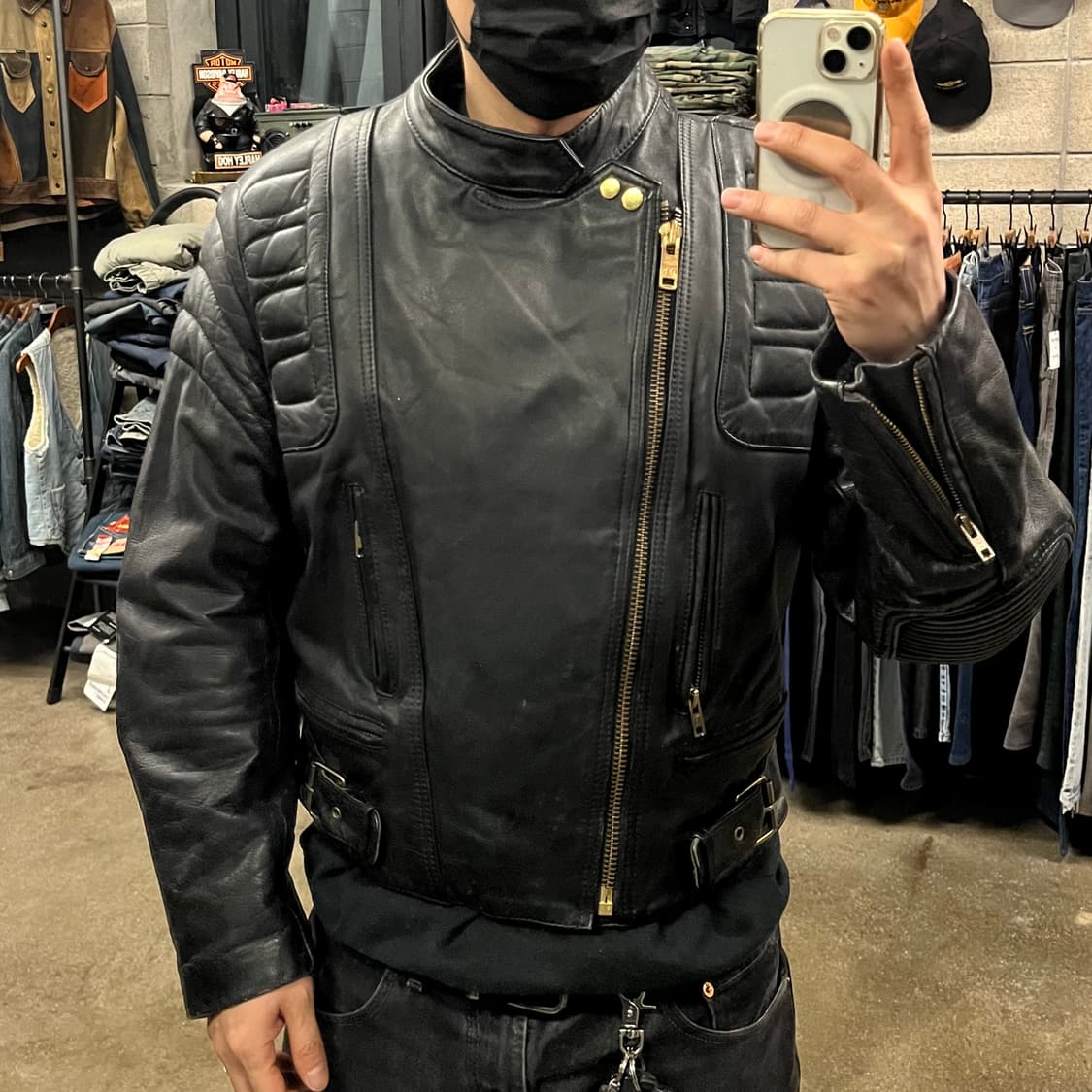 90s 빈티지 퀼티드 더블 라이더 자켓 (100-105) 상품이미지6