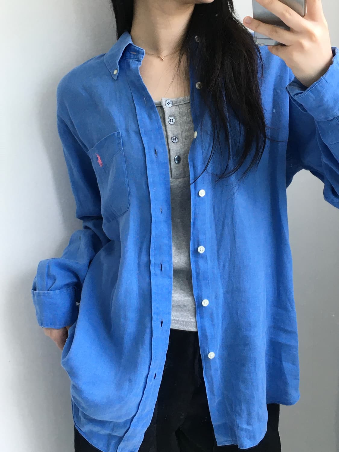Polo 폴로 랄프로렌 블루 린넨 셔츠  상품이미지1