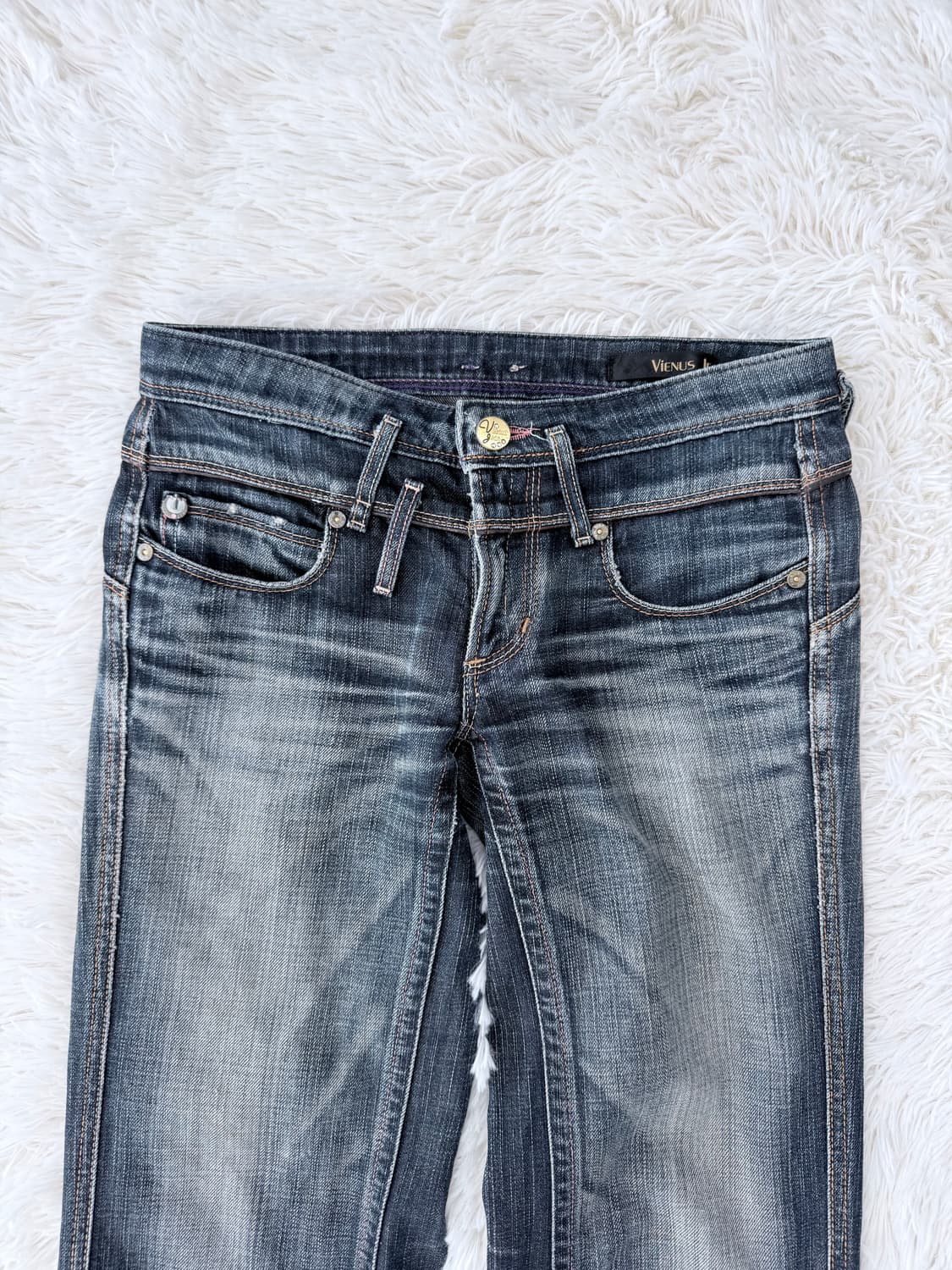 Y2K 진청 세미 부츠컷 팬츠 상품이미지3