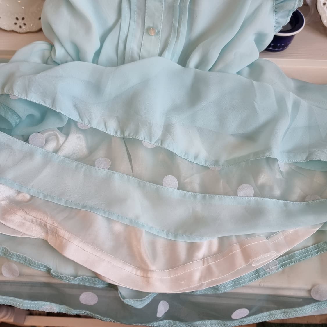 Tralala 트랄라라 민트 쉬폰 도트 튜닉 미니원피스 상품이미지6