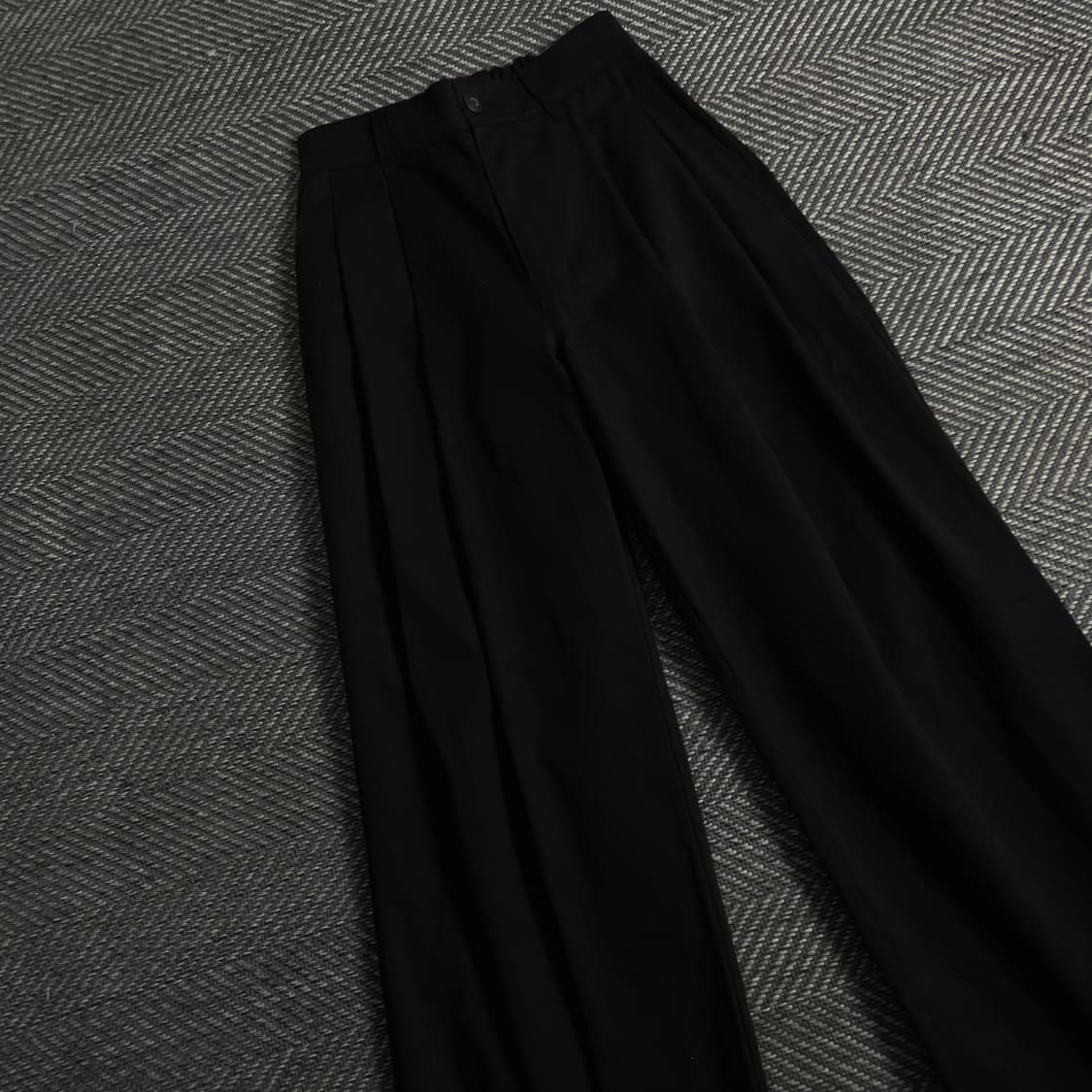 낫포너드 투턱 와이드 코튼 팬츠 블랙y 3863 상품이미지1