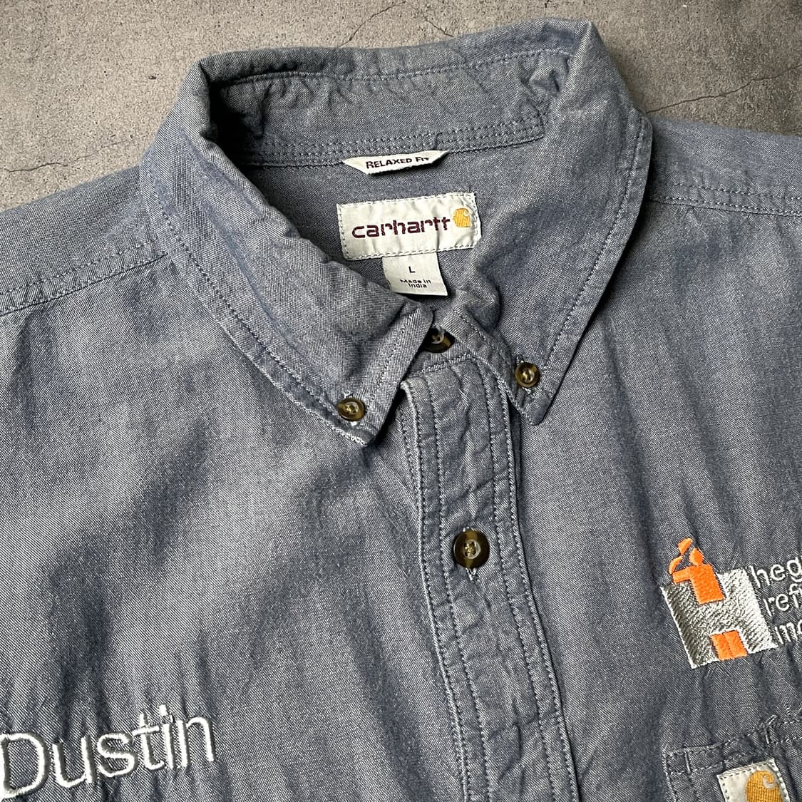 CARHARTT 칼하트 빈티지 블루 플랩포켓 반팔 워크셔츠 A01007 상품이미지2