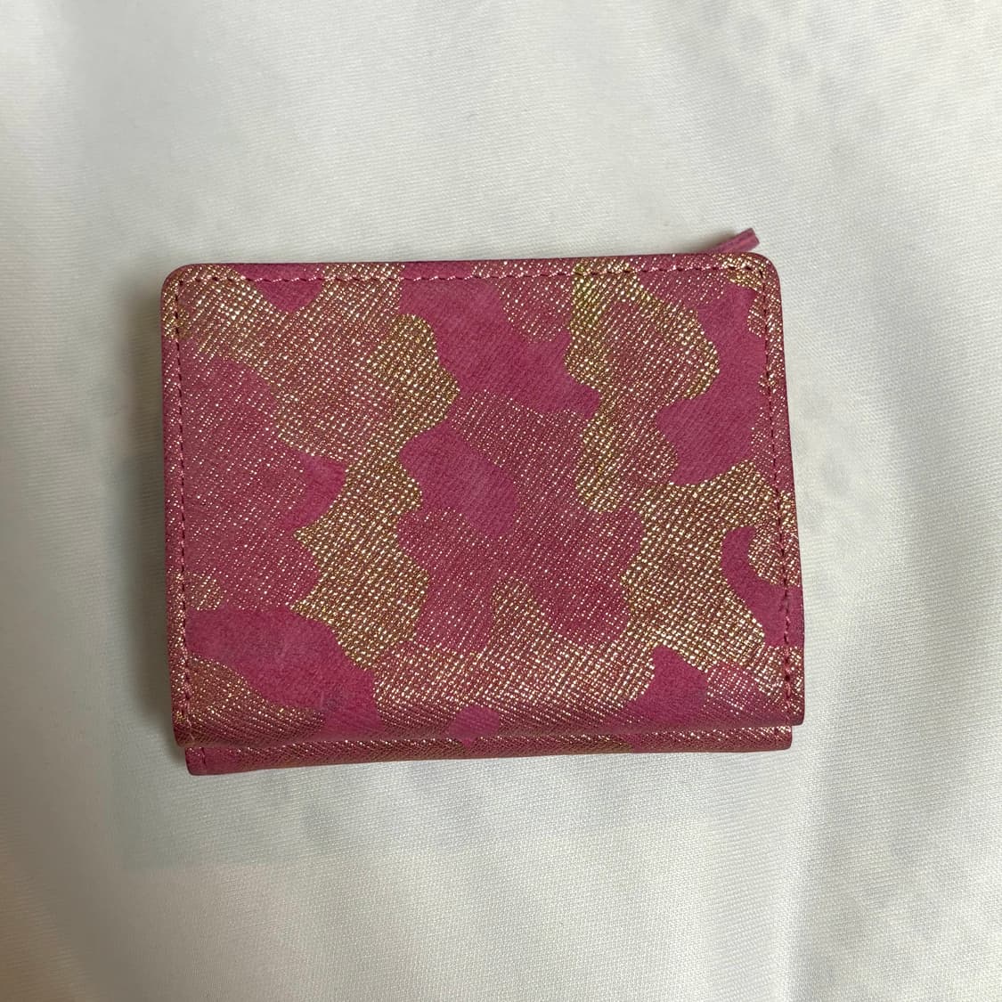 카모 핑크 골드 패턴 삼단 반지갑 상품이미지1