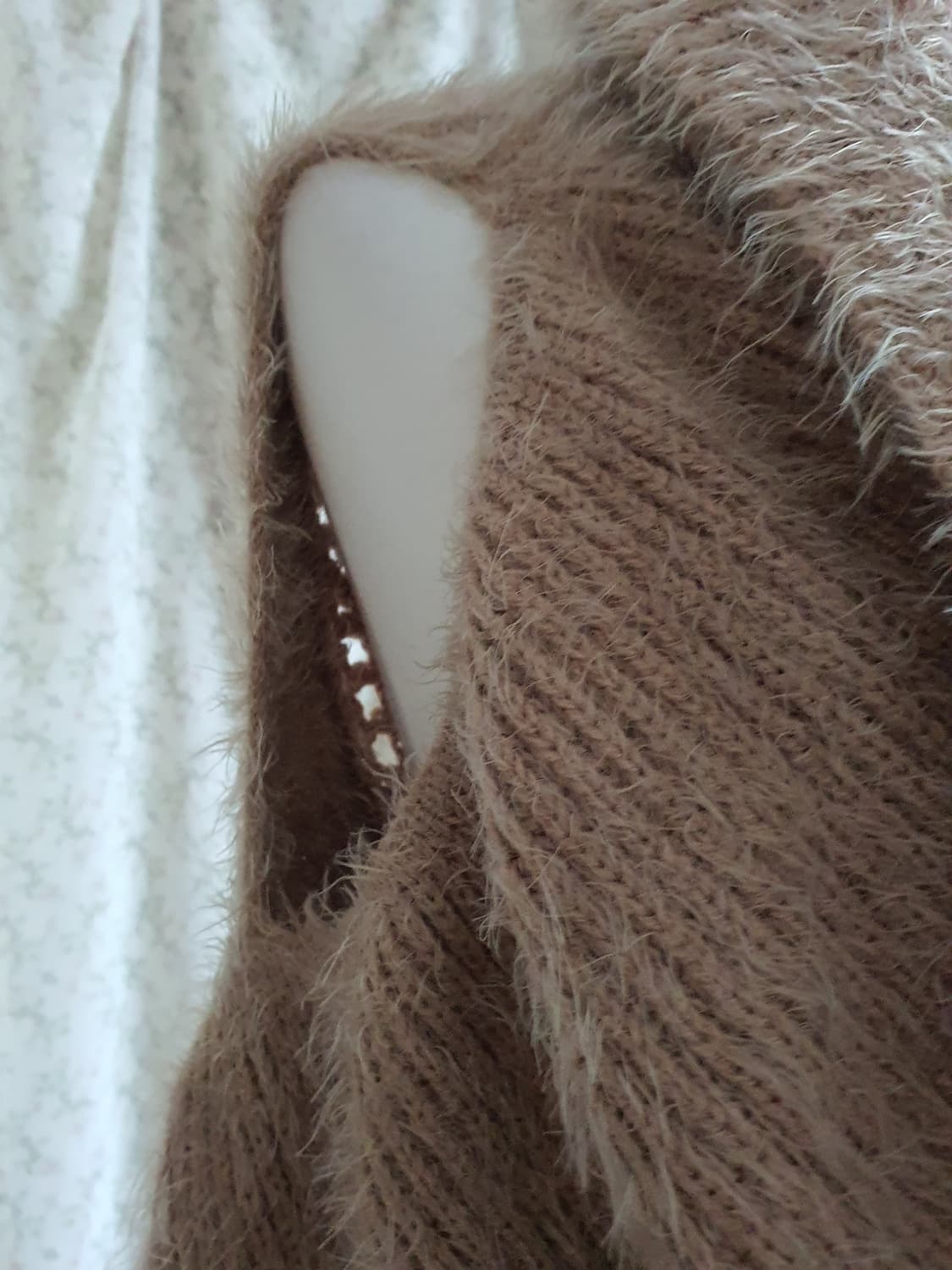 [갸루] 퍼 베스트 뜨개 조끼 브라운 여성용 상품이미지3