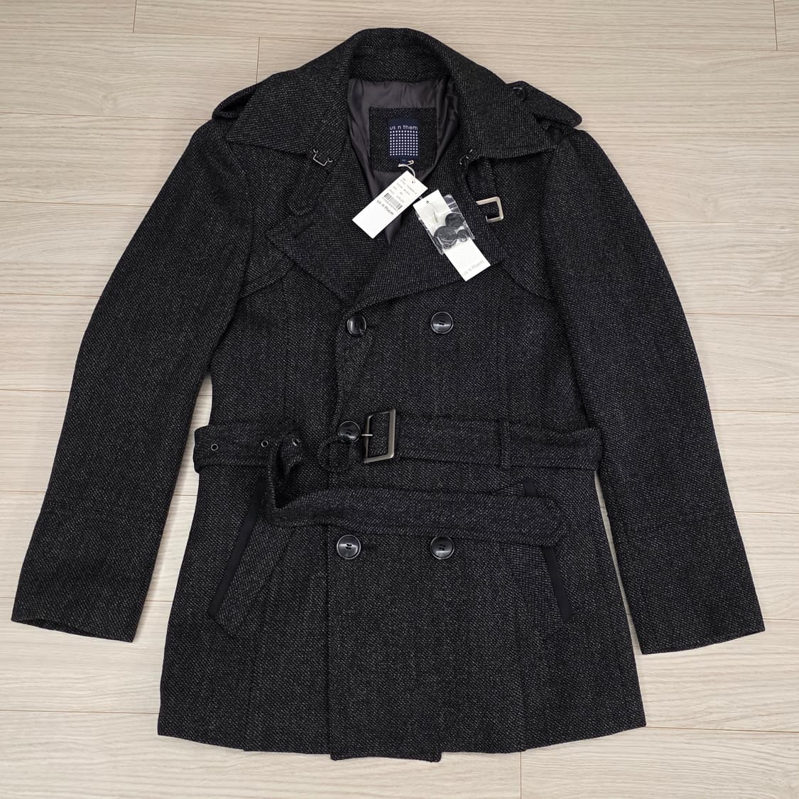 남성 더블 모직 코트 블랙 상품이미지1