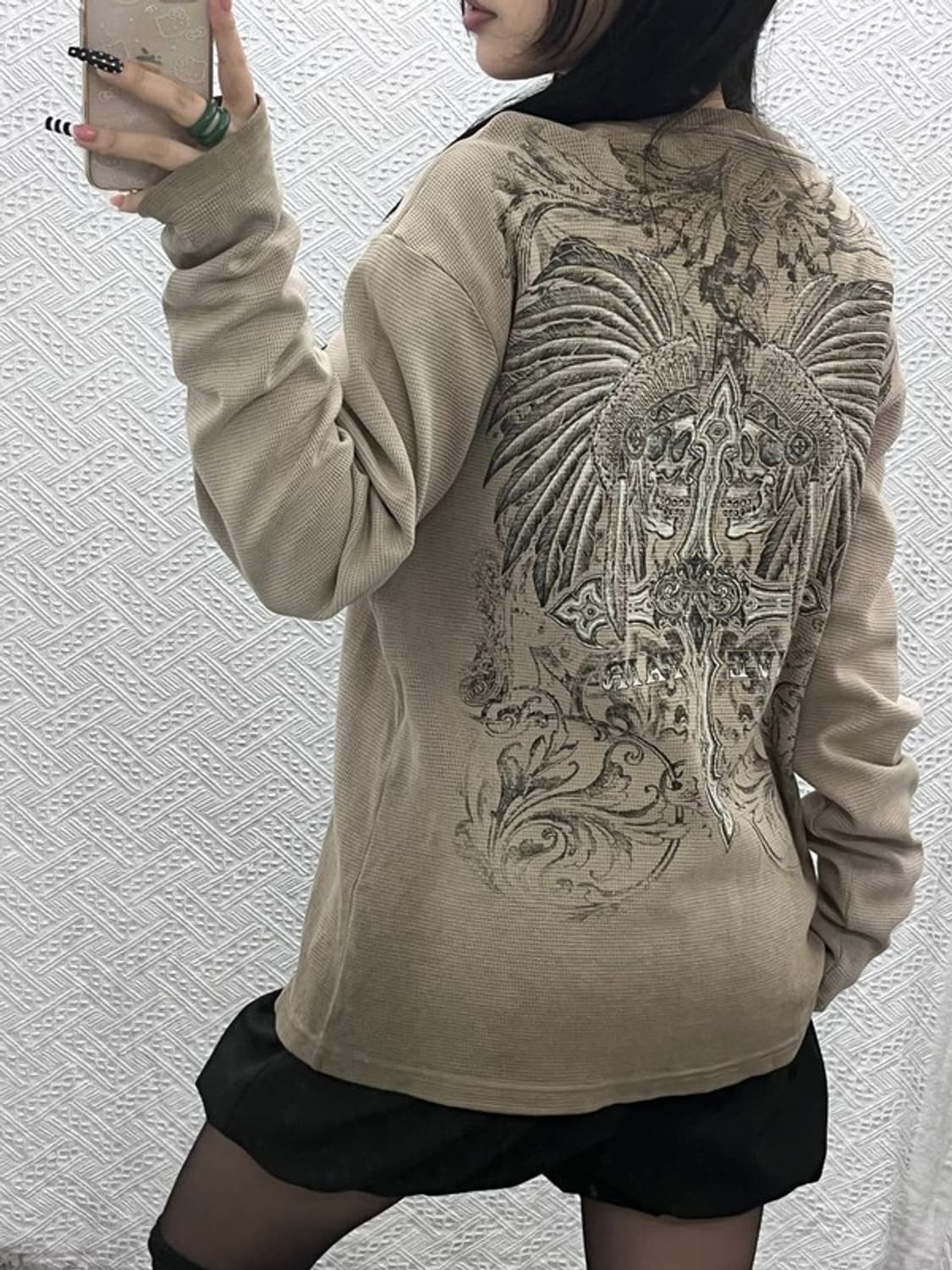 버커루 올드스쿨 락시크 고딕 스컬 와플 롱슬리브 105 C10554 상품이미지1