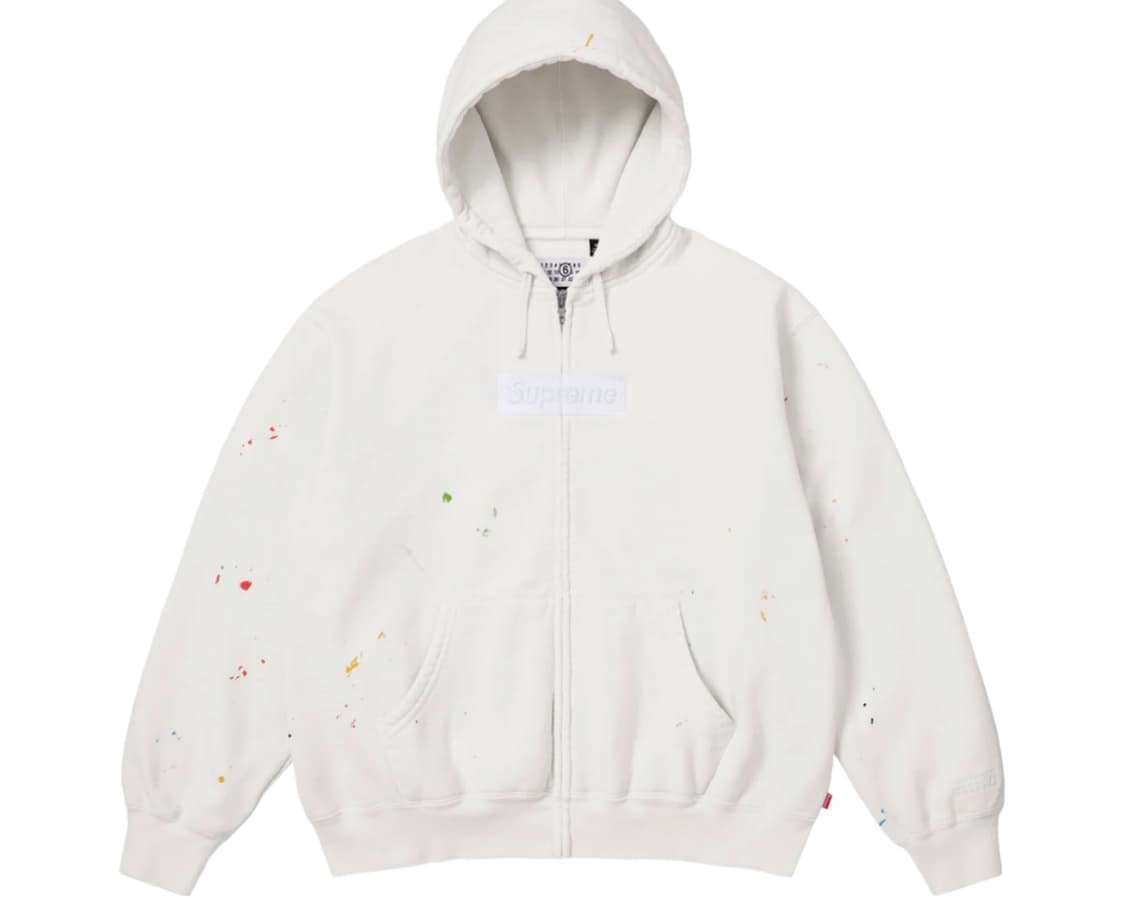 슈프림 x MM6 메종 마르지엘라 박스로고 집업 후드 스웨트셔츠 화이트 상품이미지1