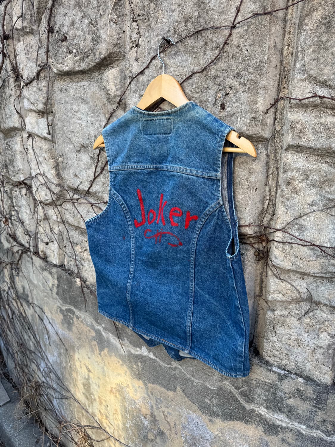 90s 랭글러 빈티지 페인팅 패치 커스텀 데님 베스트 조끼 상품이미지4