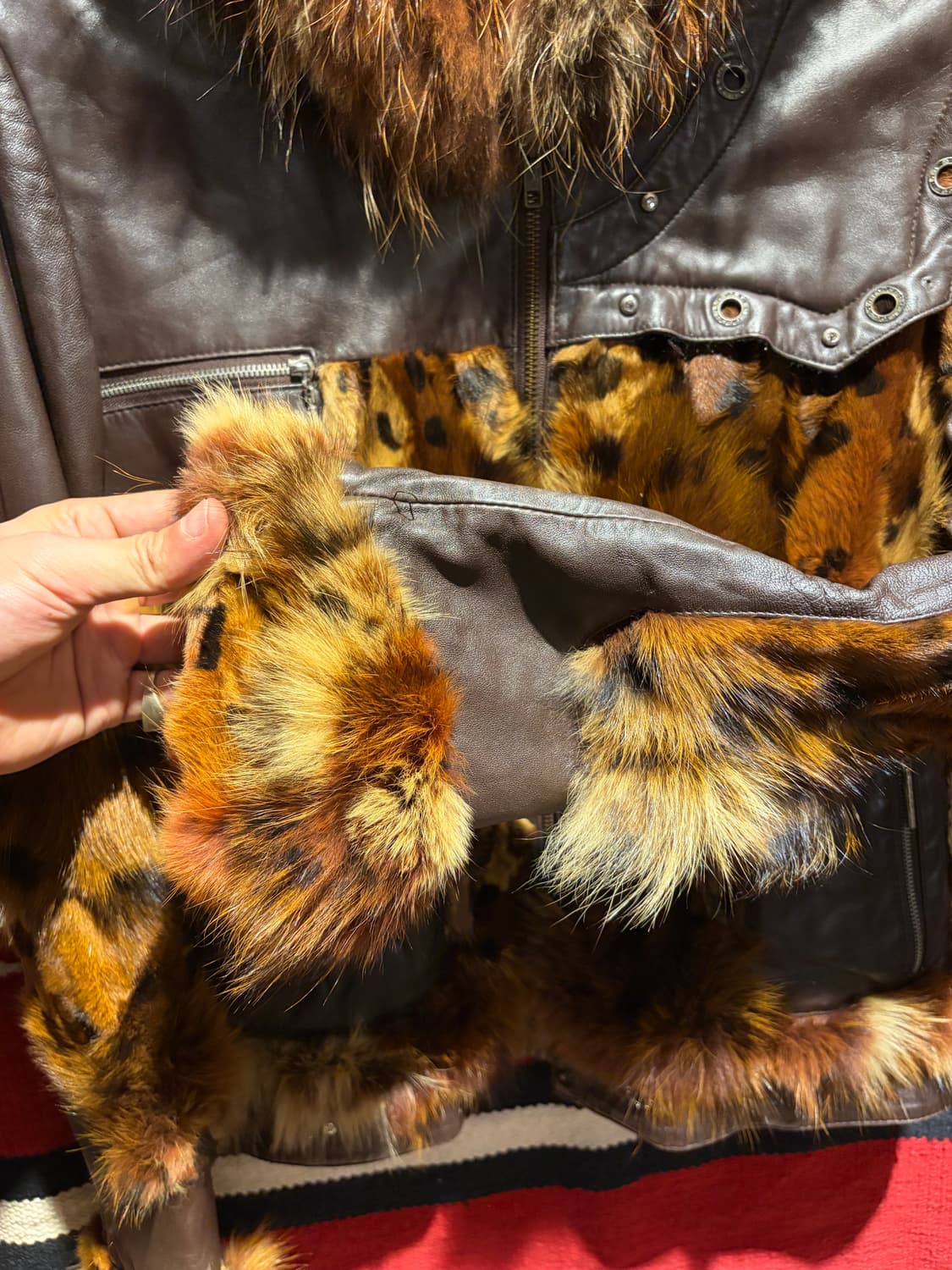 Leopard fur hood jacket / 레오파드 퍼 후드 재킷 상품이미지3