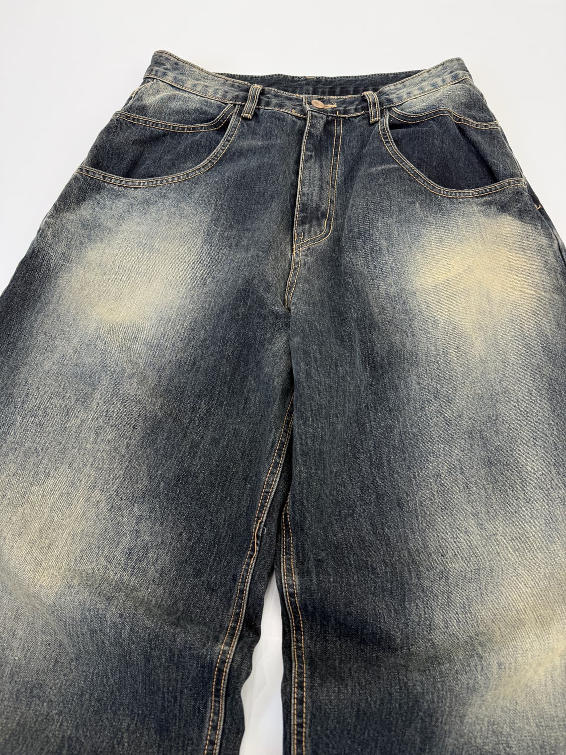 빈티지 워싱 와이드 데님 팬츠 인디고 상품이미지3