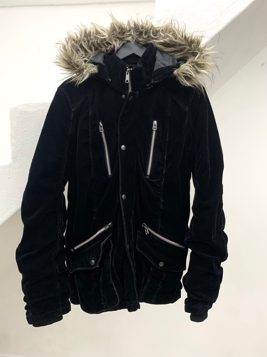 Spinash v-kei mood fur shirred velour co 상품이미지1