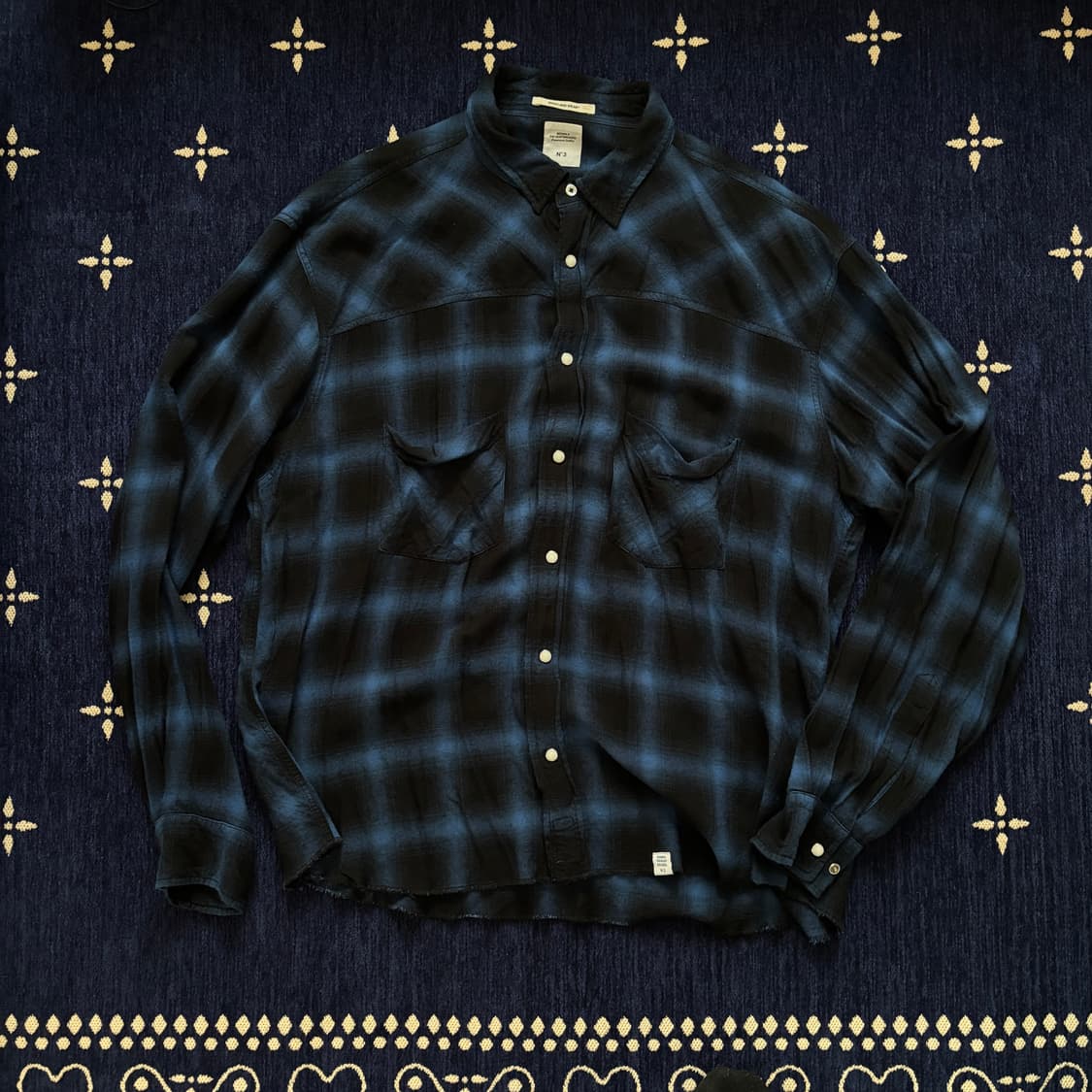 bedwin 베드윈 옴브레 체크 레이온 셔츠 상품이미지1