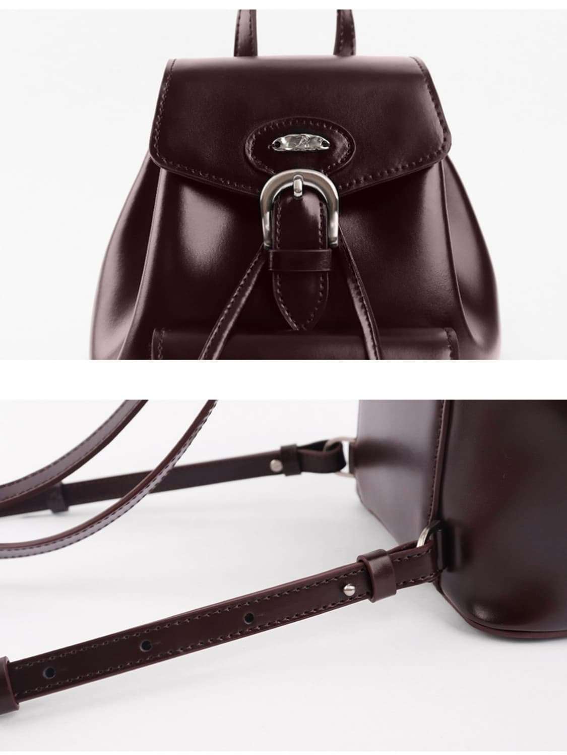 Nute Buckle Backpack Mini_Choco brown 상품이미지6