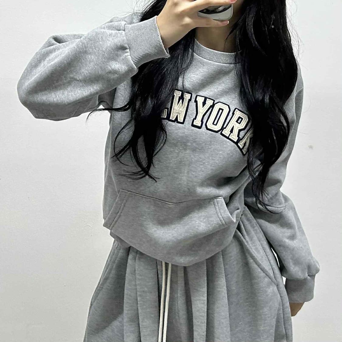 MLB 엠엘비 뉴욕 아치로고 그레이 스웨트셔츠 맨투맨 상품이미지1