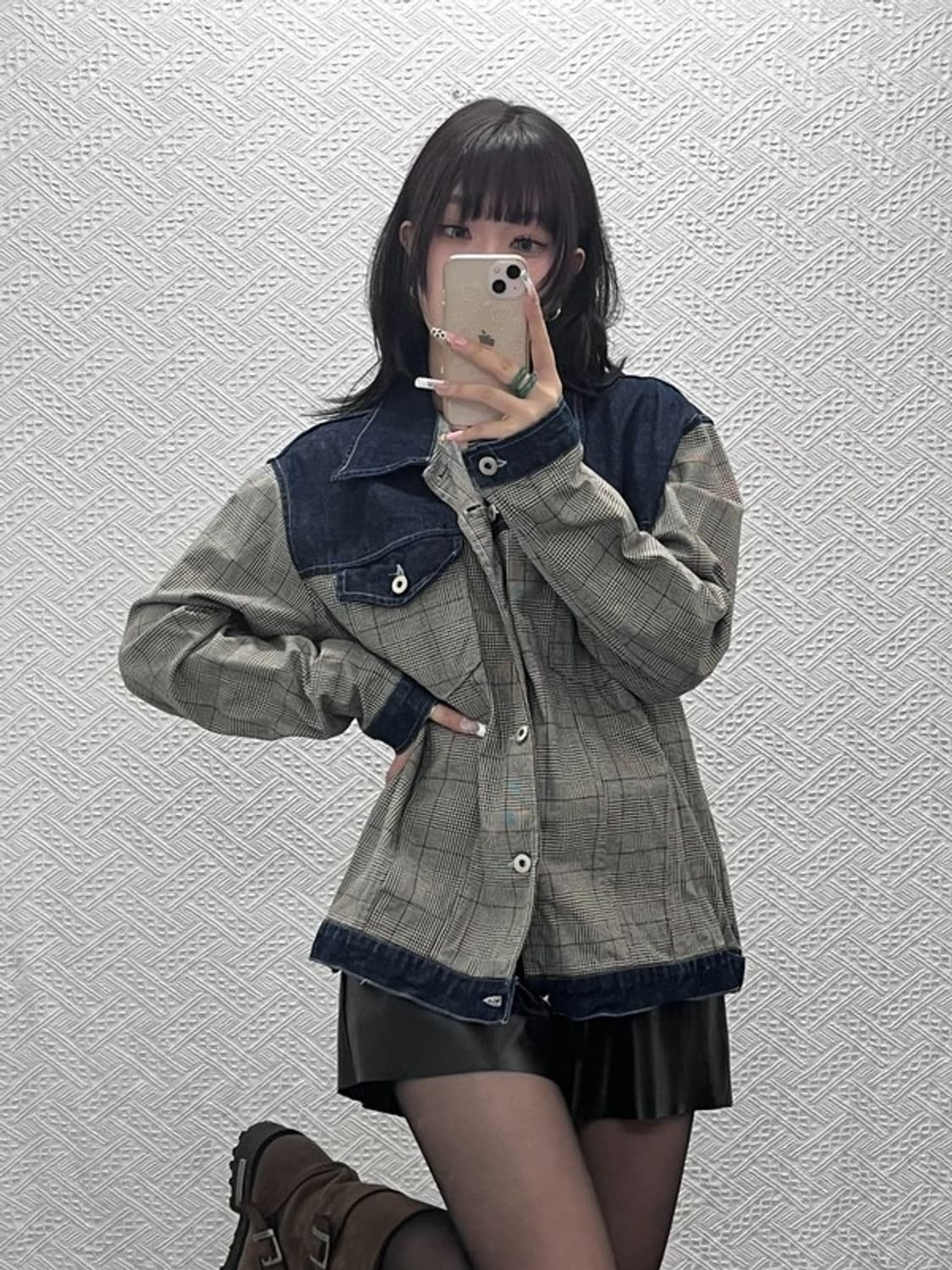 스와거 빈티지 컨트리 캐주얼 체크 트러커 데님 자켓 XL C11152 상품이미지1
