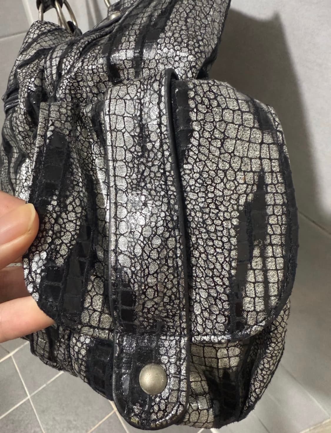 블랙 실버 레오파드 숄더백 상품이미지4
