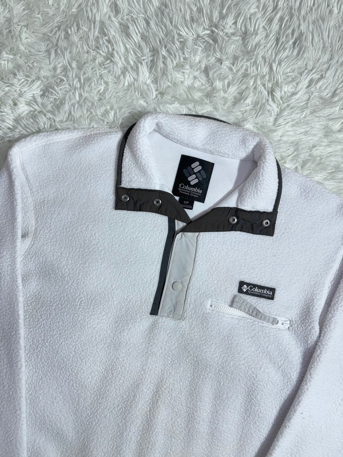 콜롬비아 화이트 후리스 반집업  상품이미지5