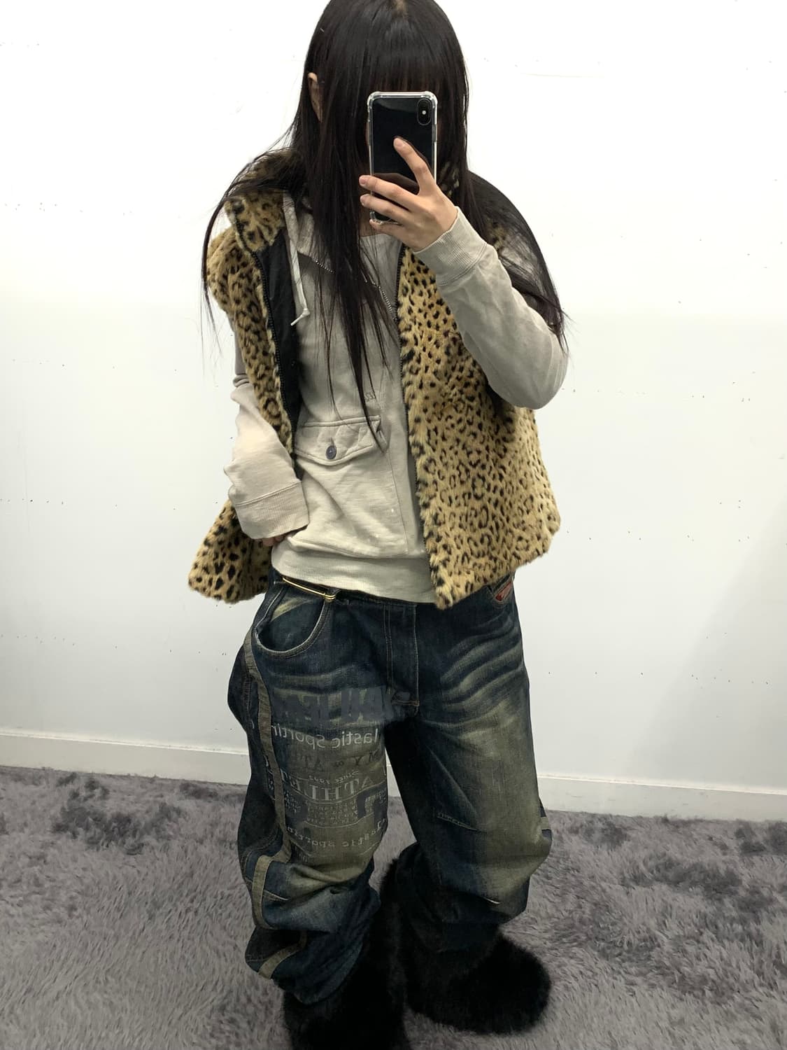 레오파드 퍼 베스트 상품이미지2