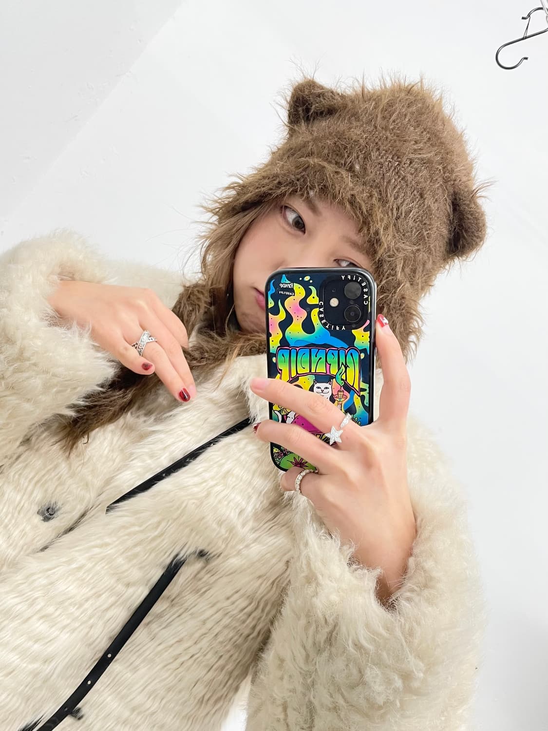 브라운 헤어리 캣 비니 상품이미지2