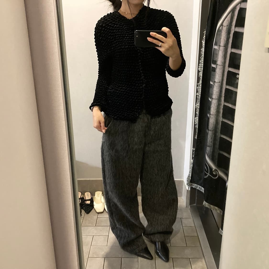 벨벳 팝콘 긴팔 가디건 상품이미지1