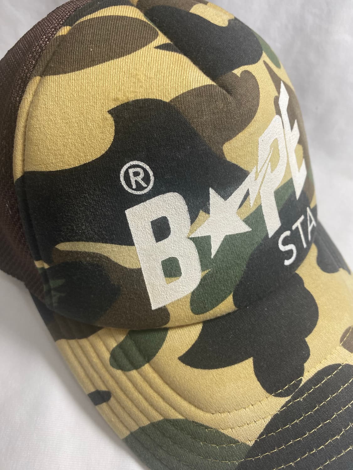 Bape 베이프 카모 메쉬캡 트러커캡 모자 황계 상품이미지8