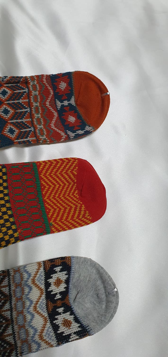 그린 그레이 브라운 레드 에스닉 민족풍 체크 도형 비비안웨스트우드  양말 상품이미지6