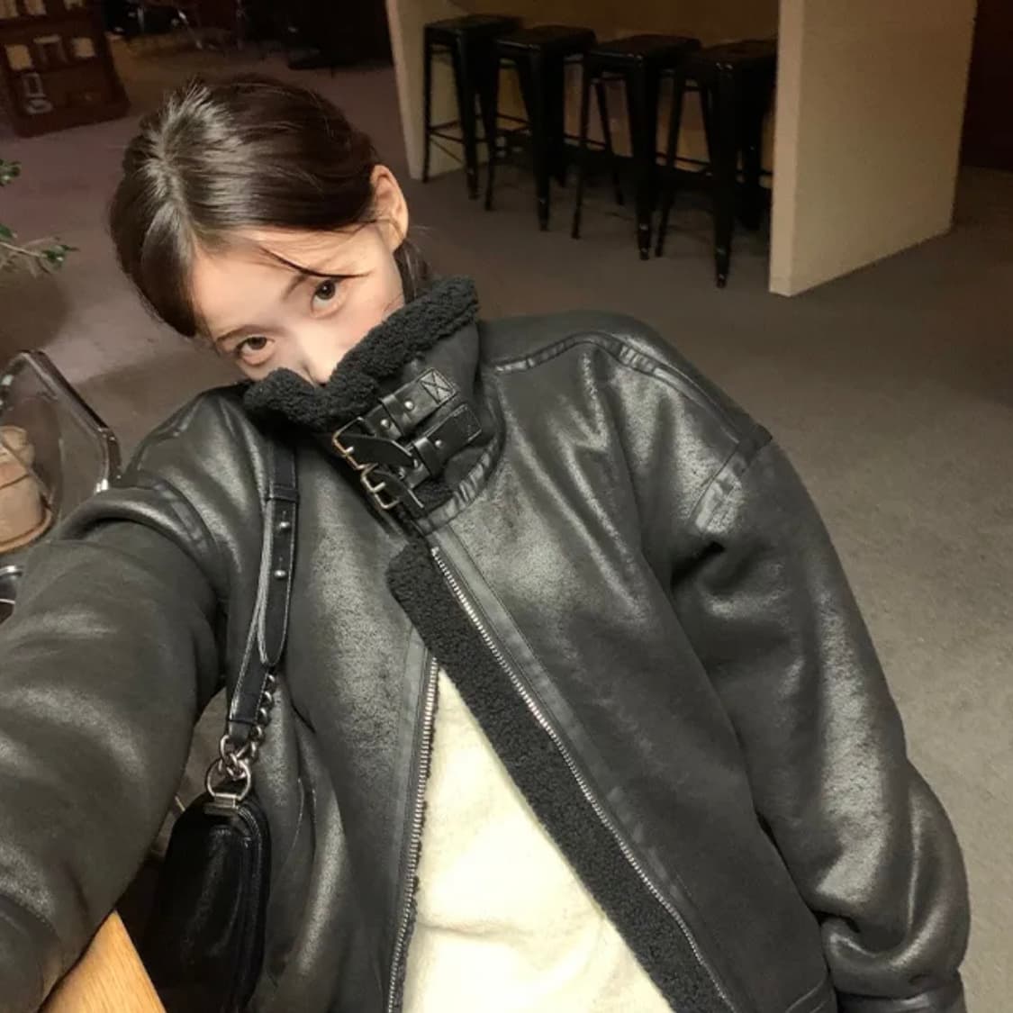 하이넥 양털 스웨이드 무스탕 상품이미지3