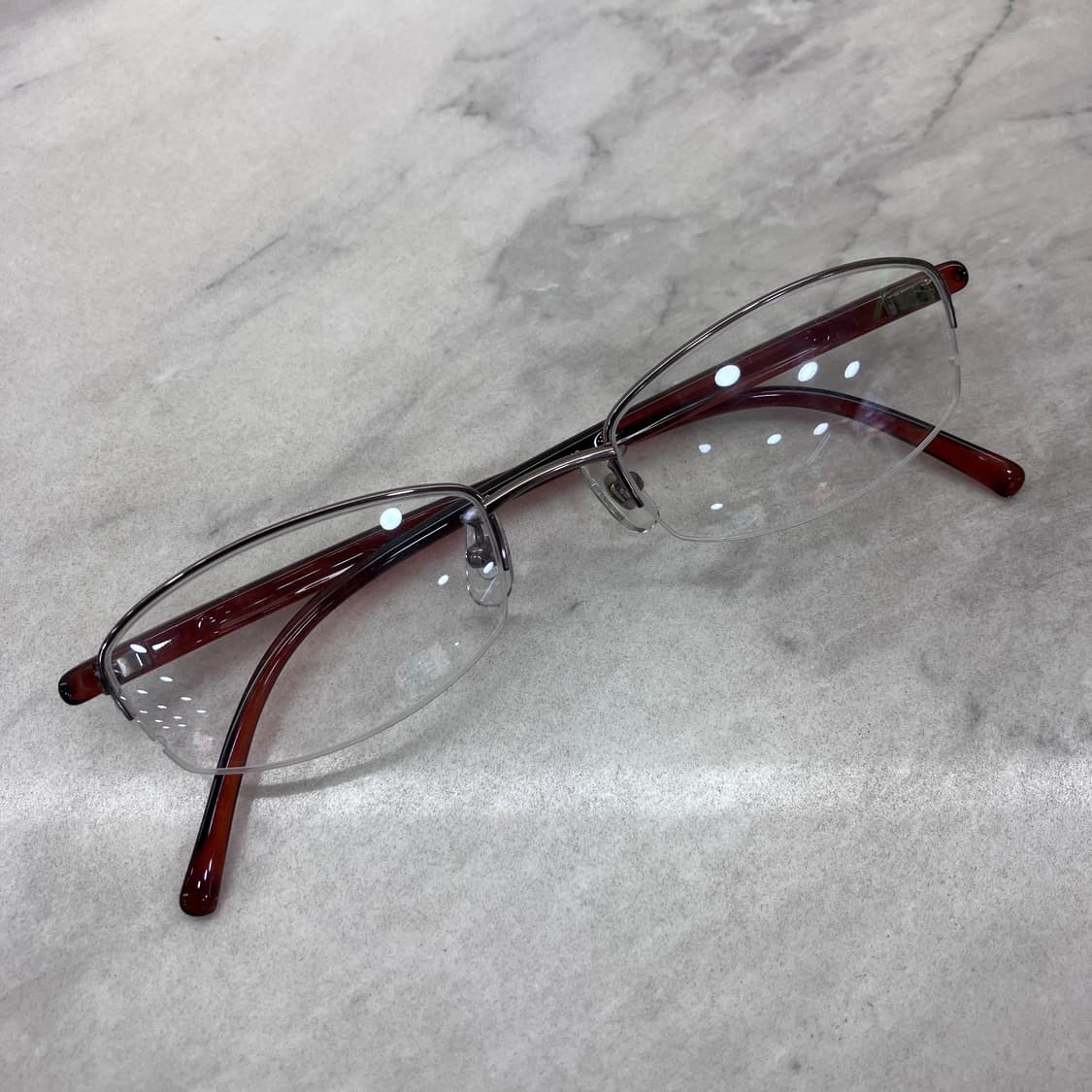 C80 EYESPAX 유광 브라운 소프트 스퀘어 반무테 안경 상품이미지1