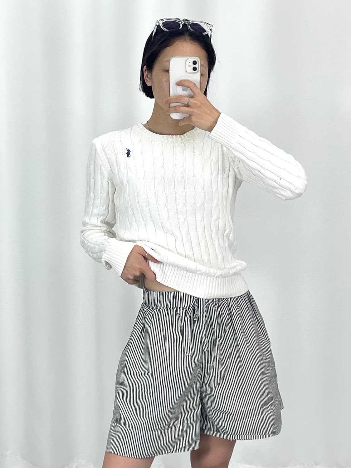 [M]폴로 화이트 여성 꽈배기 라운드니트 상품이미지2