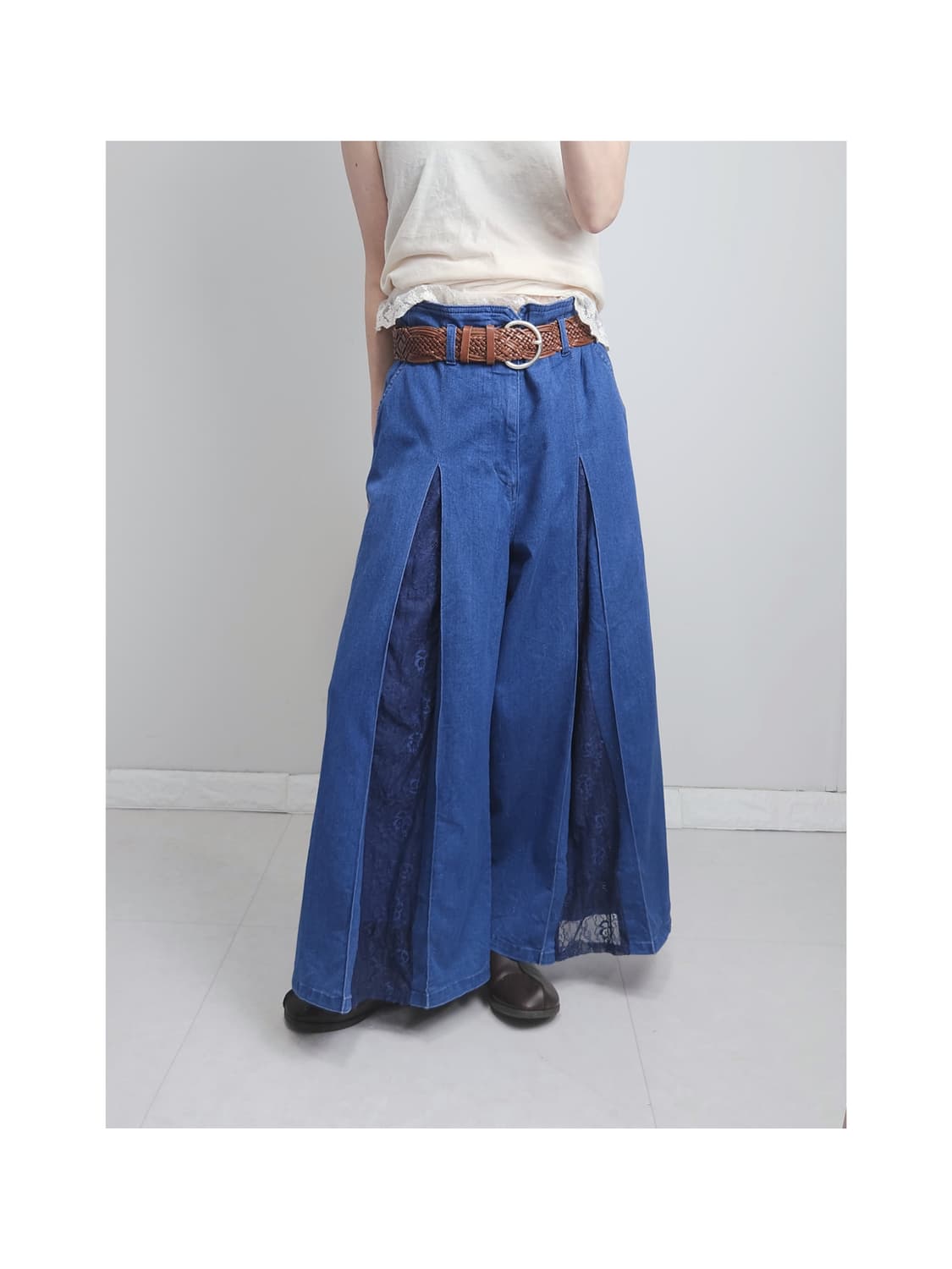 (axes femme)데님 레이스 롱 팬츠 상품이미지1