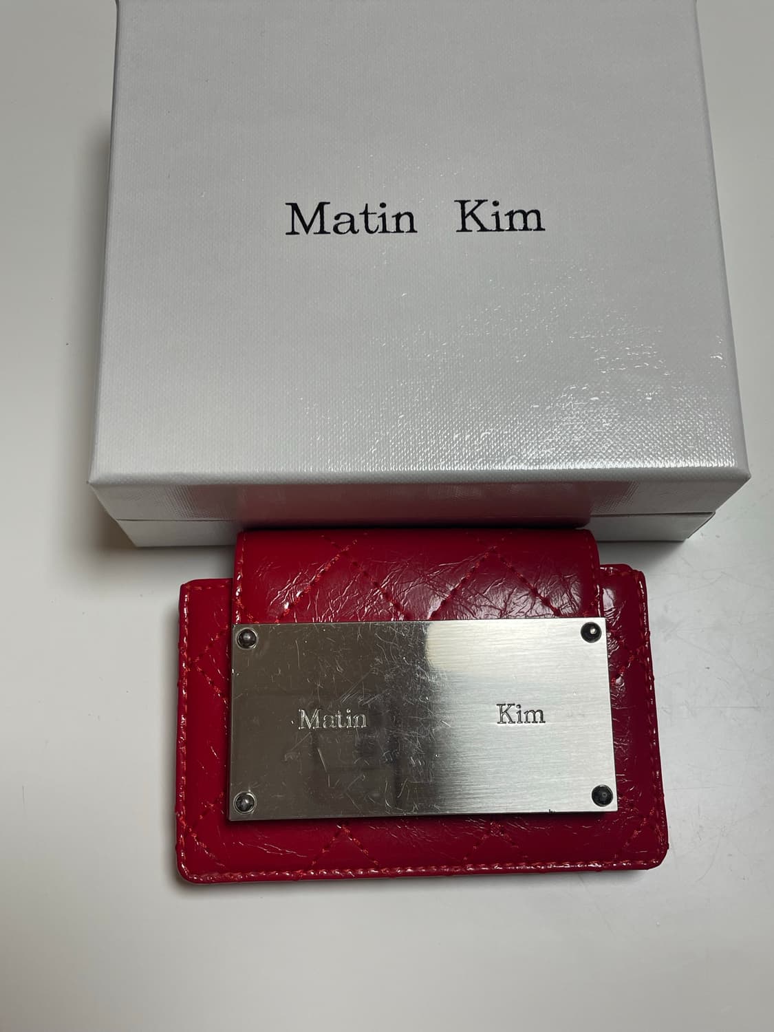 마뗑킴 퀼팅 아코디언 월렛 레드 상품이미지3