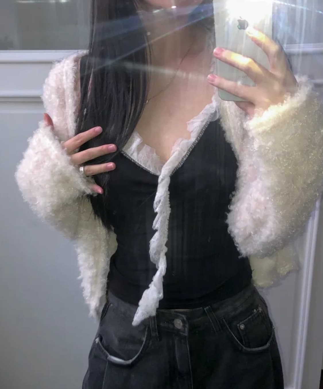 부클 가디건 라벤더 상품이미지3