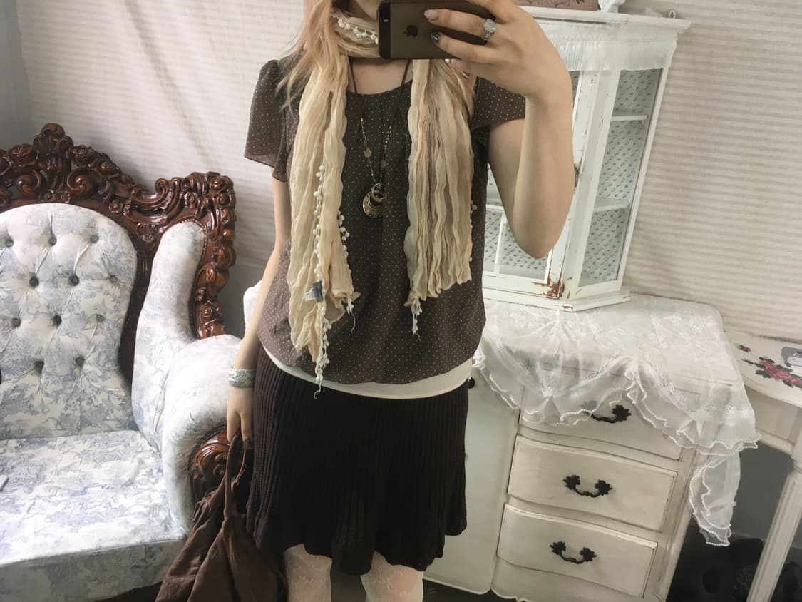 빈티지 브라운 도트 블라우스 상품이미지8