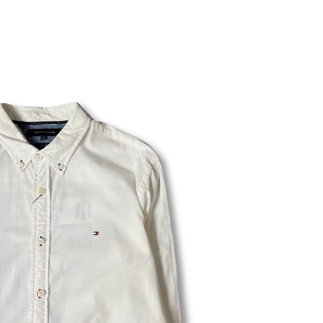 타미힐피거 화이트 미니로고 긴팔 셔츠 슬림핏 L 상품이미지2