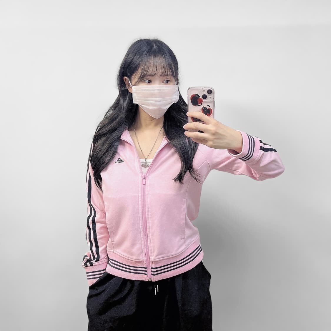 아디다스 y2k 트랙탑 져지 딸기우유 블랙핑크 상품이미지1