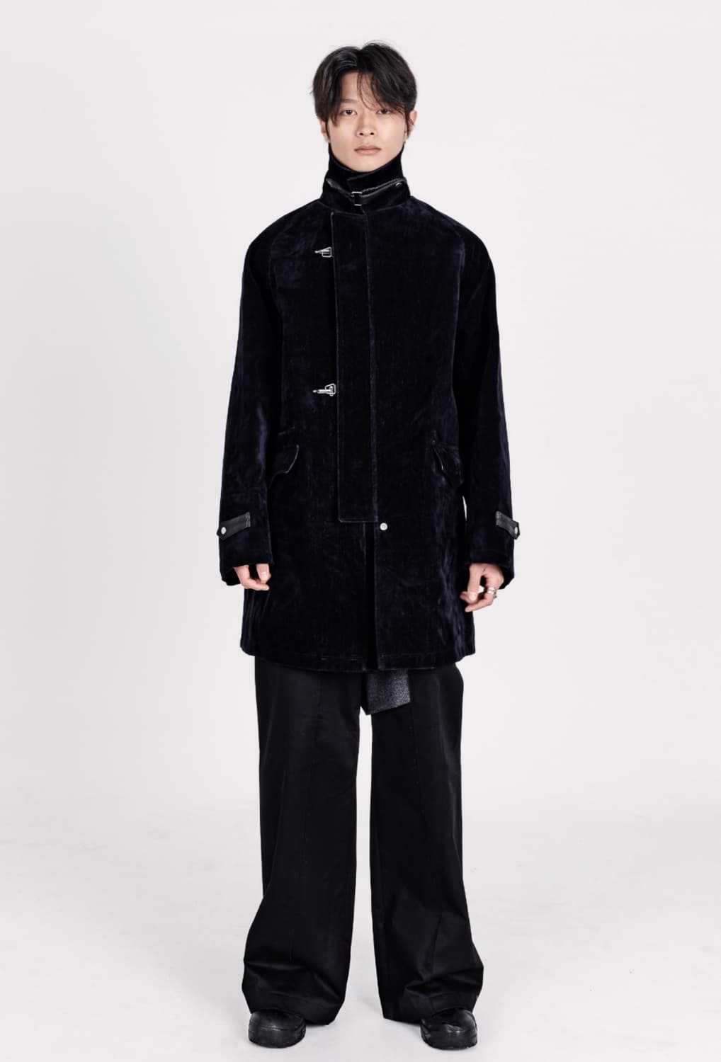 HACIENDA Leather-Trimmed Velour Coat 상품이미지1