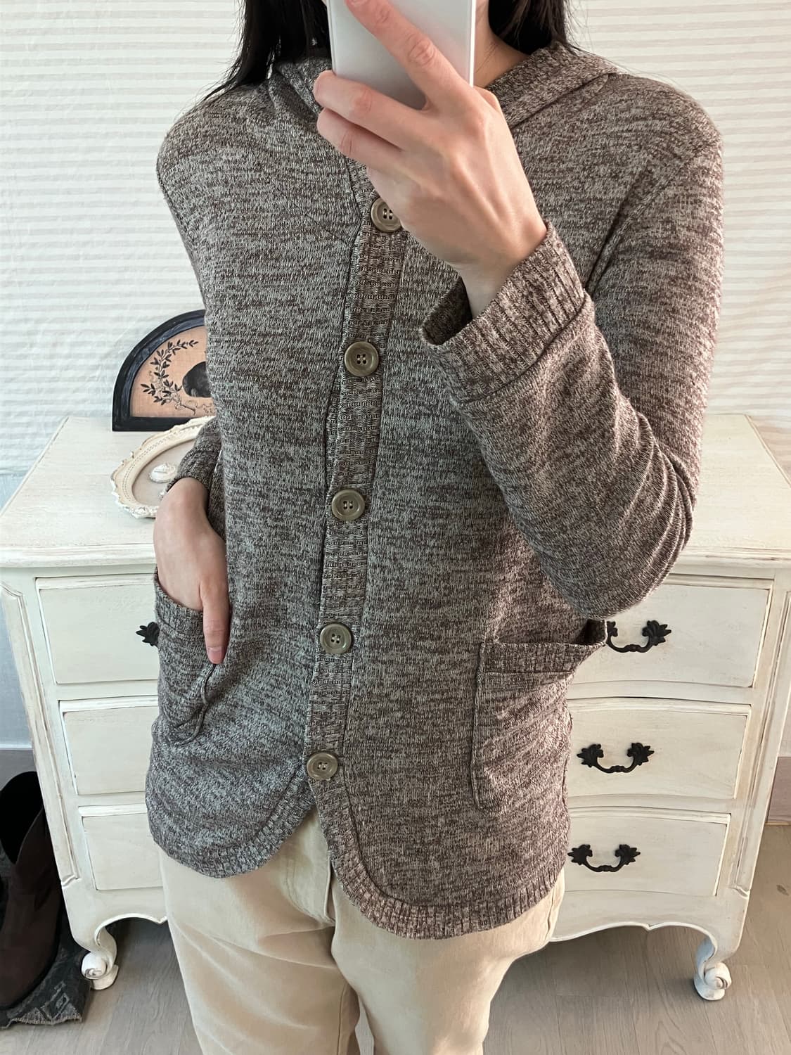 jpn vintage 브라운 보헤미안 후드 가디건 y2k 스트릿 갸루 펑 상품이미지1