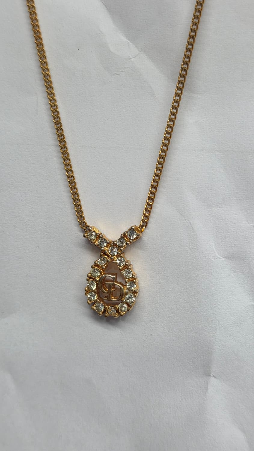 디올 Dior 정품 빈티지 꼬임 큐빅 CD 로고 목걸이 상품이미지1