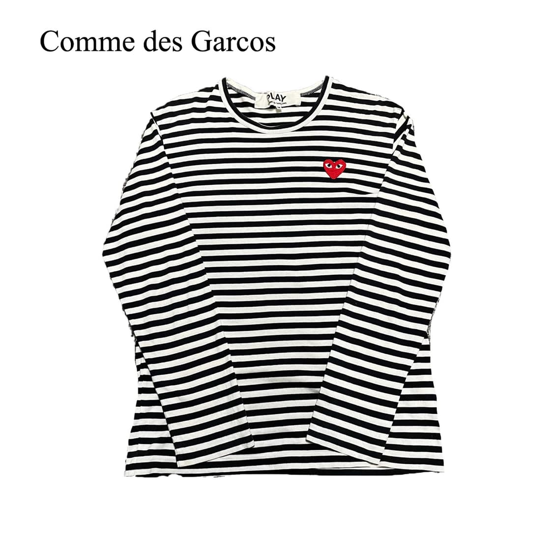 M 꼼데가르송 플레이 하트 와펜 스트라이프 롱슬리브 상품이미지1