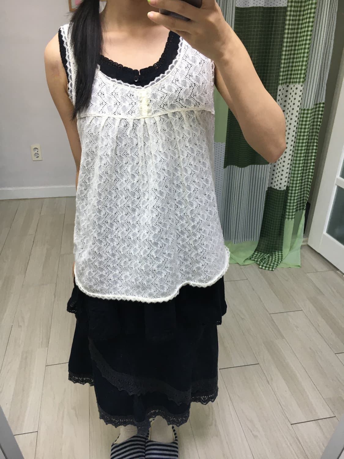 아이보리 레이스 니트 슬리브리스 상품이미지9