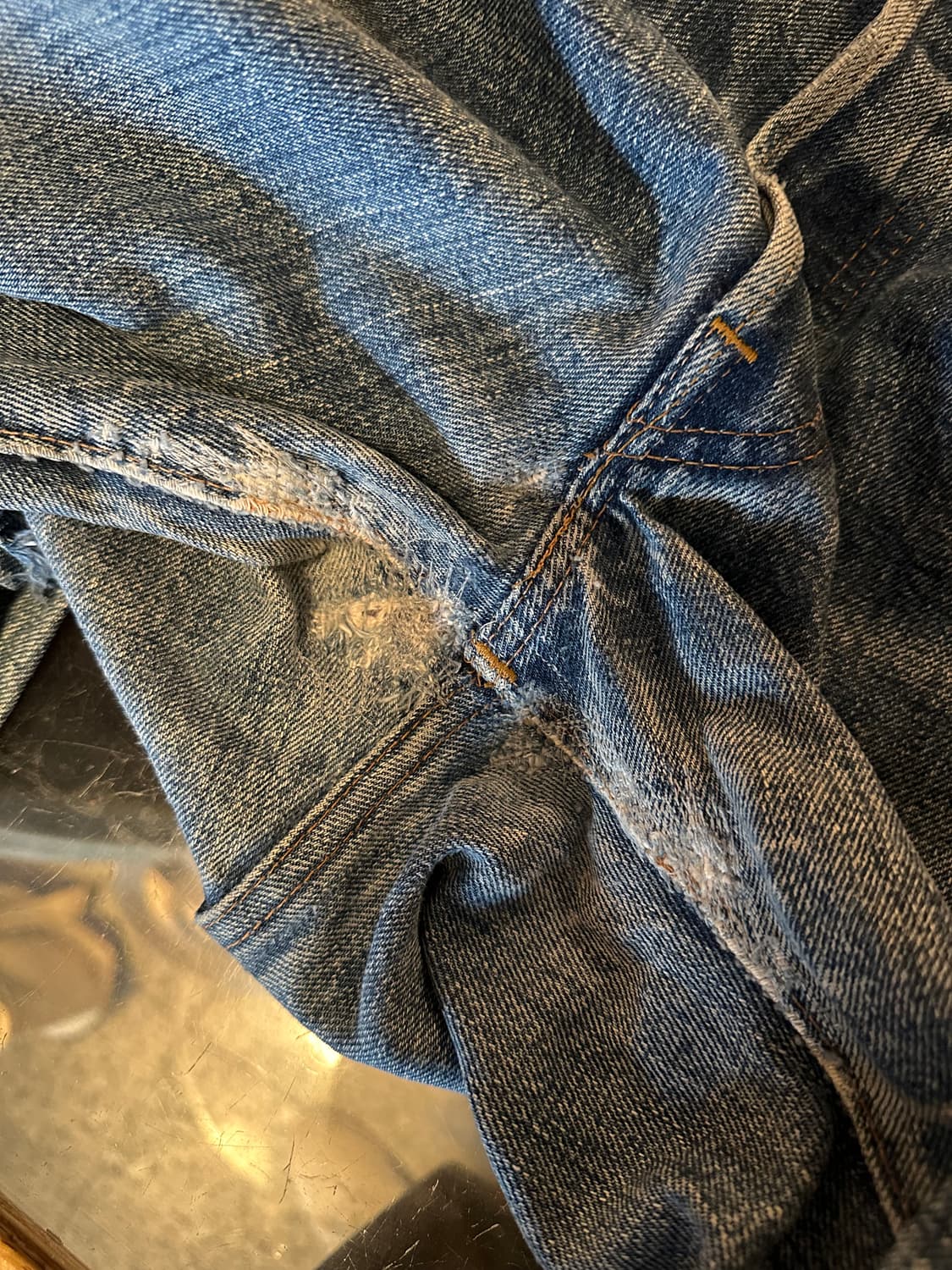 70s USA 빈티지 리바이스501 66전기 셀비지 데님 팬츠 상품이미지7