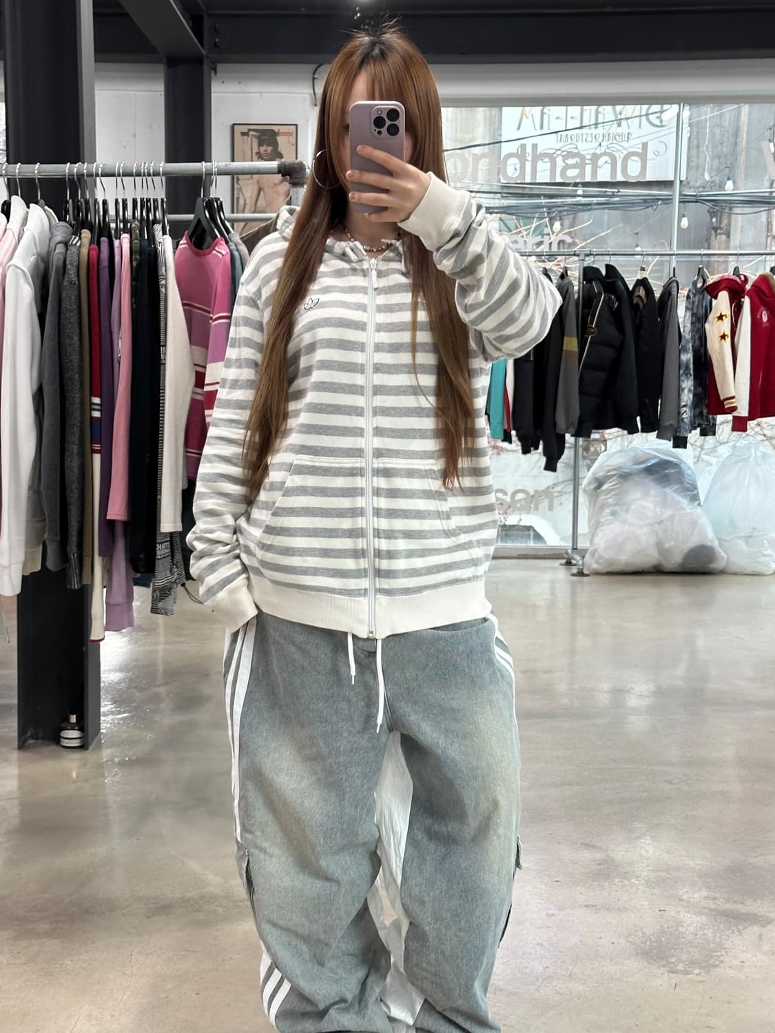 아디다스 자수파이어버드 스트라이프 후드집업 상품이미지2