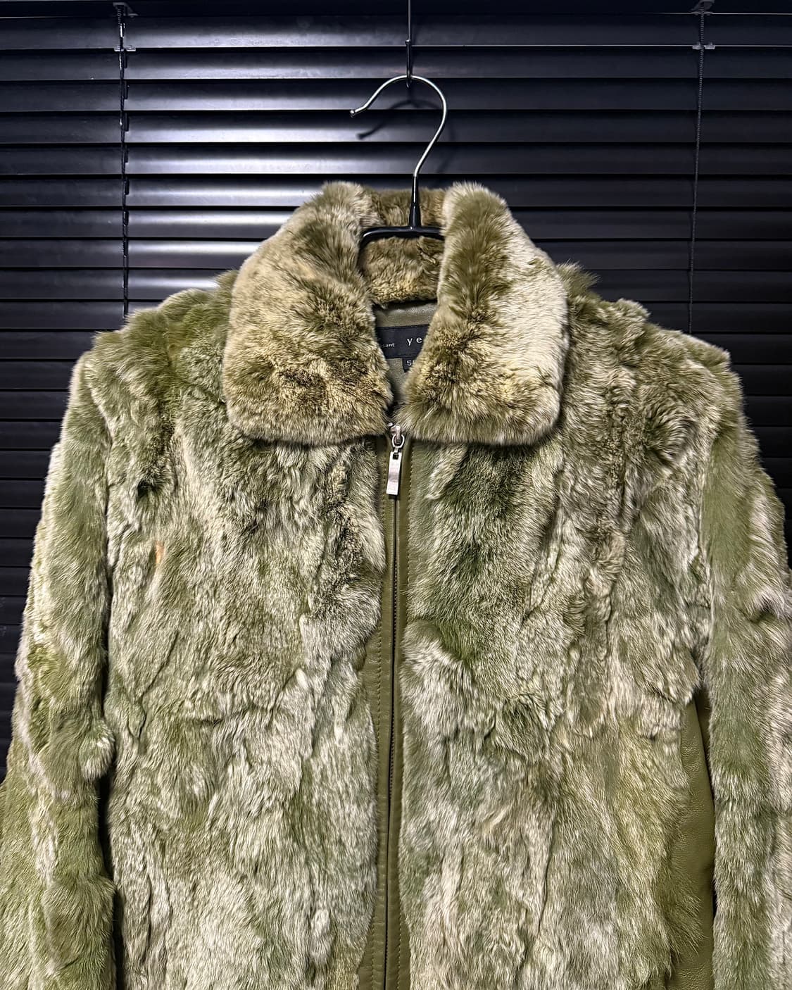 yeker 카키 렉스 털 양 가죽 믹스 퍼 자켓 밍크 여우 토끼 레더  상품이미지4